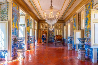 Lizbon, Portekiz, 31 Mayıs 2019: Queluz kankasının içindeki oda