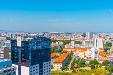 Lizbon, Portekiz, 1 Haziran 2019: Lizbon şehir merkezinin hava manzarası, 