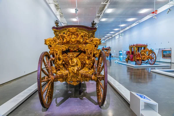 Lisbon, Portugal, May 29, 2019: Interior of the National Museum of Coaches in Belem, Lisbon, Portugal — стокове фото