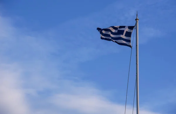 Greece flag on the mast — Stock Photo, Image