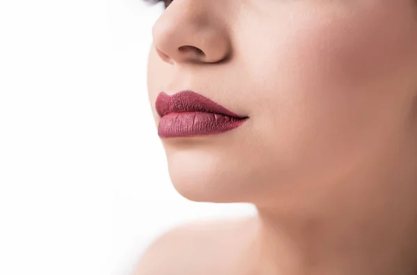 Mädchen mit schönen Lippen — Stockfoto
