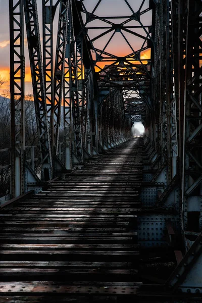 Old Railway Bridge Destroyed Functional — 스톡 사진