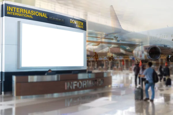 Leere Werbetafel Flughafen Hintergrund Große Lcd Werbung — Stockfoto