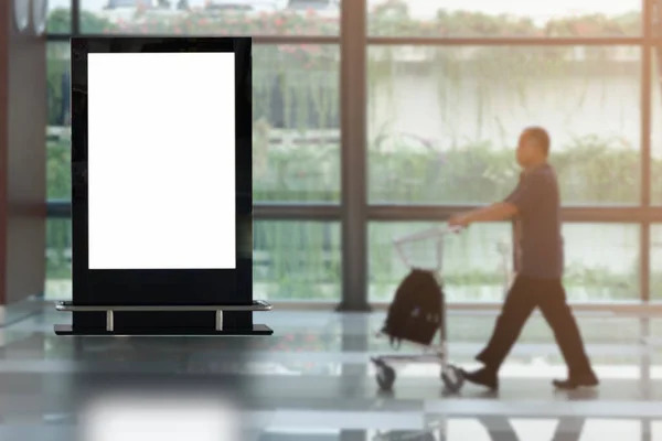 Cartelera Publicitaria Blanco Fondo Del Aeropuerto Gran Anuncio Lcd — Foto de Stock