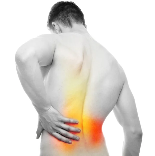 Back Pain Студійний знімок ізольовано на білому Стокове Зображення