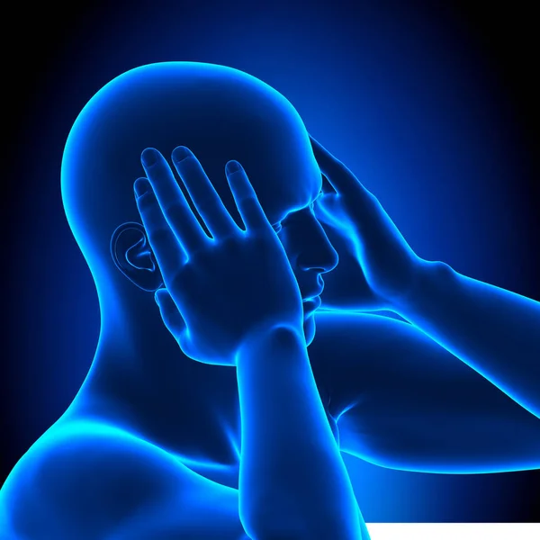 Holding Head Pain Man - Illustrazione 3D — Foto Stock