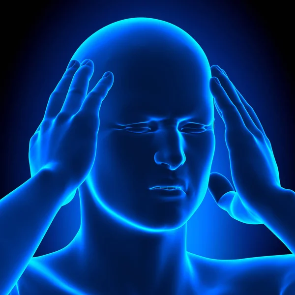 Holding hoofd pijn Man - 3d illustratie — Stockfoto