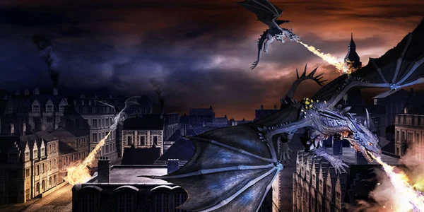 Aanval van blauwe draken — Stockfoto