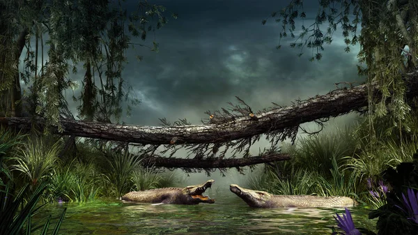 Crocodiles in the marsh