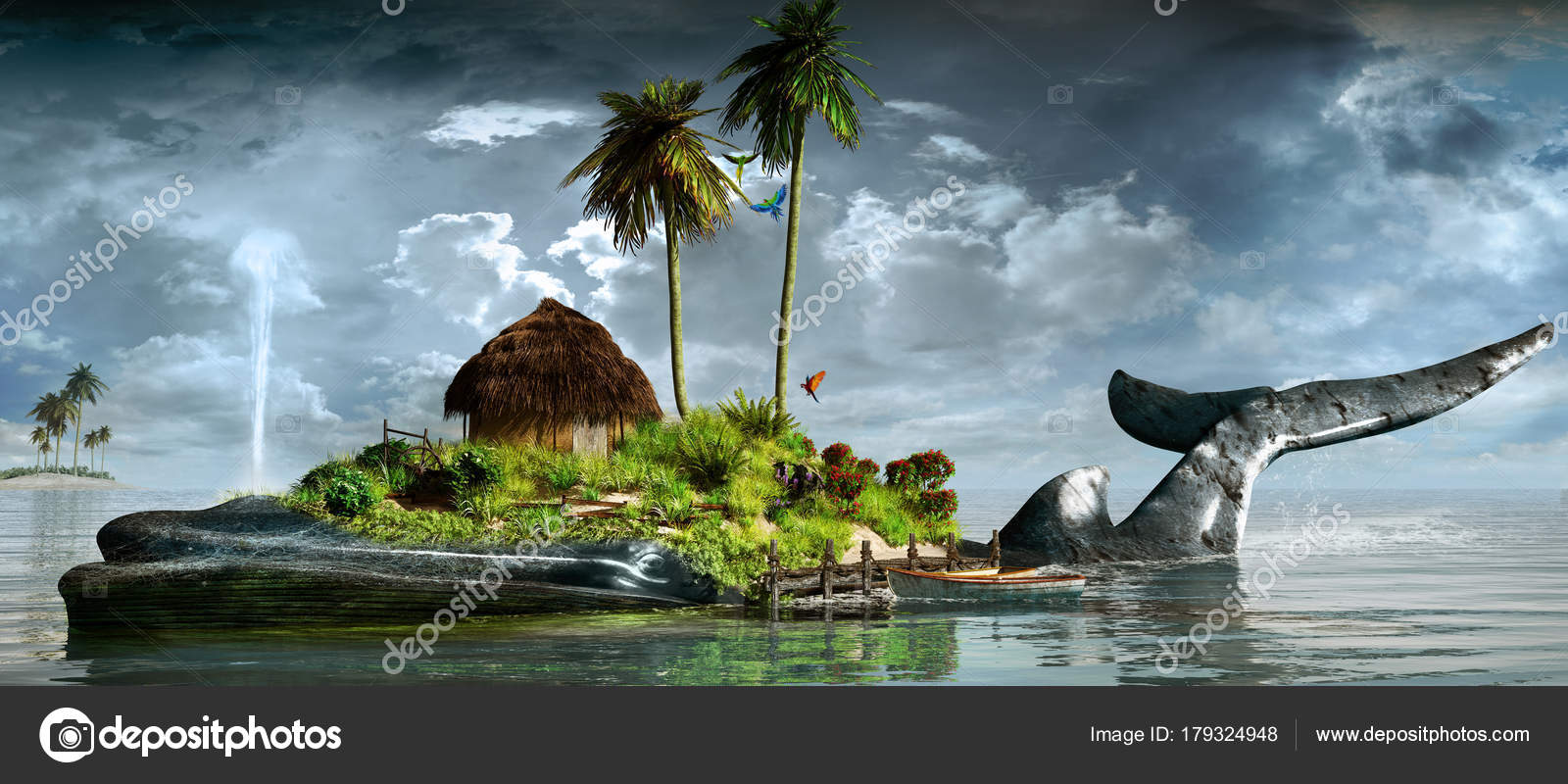 Island on the back of a whale Stock Photo by ©mppriv 179324948