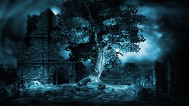 Harabelerin arasındaki yalnız ağaç.