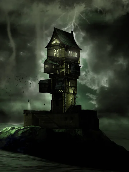 Watch tower in the storm — Stock Photo, Image