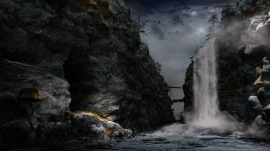 Altın bir dağdaki mağarada