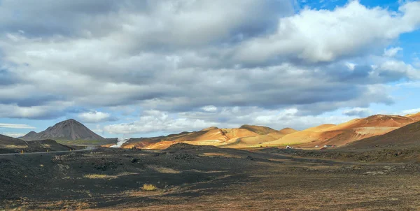 Panoramic view of mountains near the town of Mivatn.Iceland Stock Photo