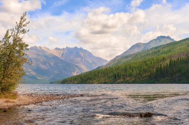 Buzul Ulusal Parkı 'ndaki Bowman Gölü. Montana.
