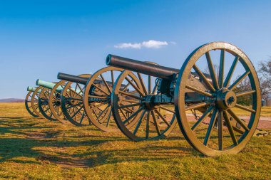 Antietam İç Savaş Ulusal Savaş meydanında bir dizi dört top. Sharpsburg 'da. Maryland. ABD