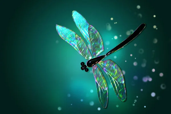 Glas dragonfly met ingang van holografie — Stockfoto