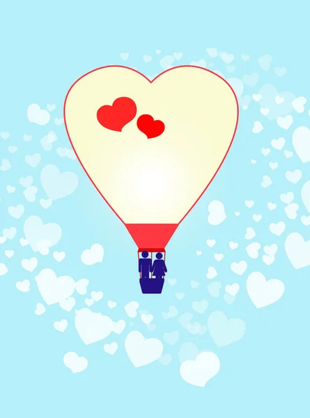Schöne Karte mit einem Luftballon zum Valentinstag — Stockfoto