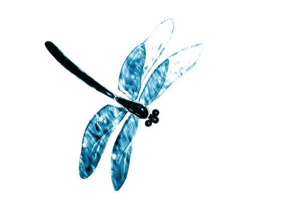 Glas blauw dragonfly op een witte achtergrond — Stockfoto