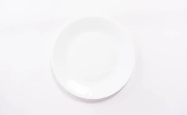 Piatto Bianco Vuoto Sfondo Bianco — Foto Stock