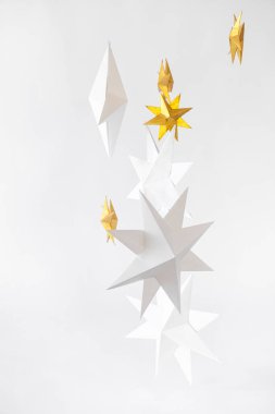 Paper stars on a white background; fragment of an interior clipart