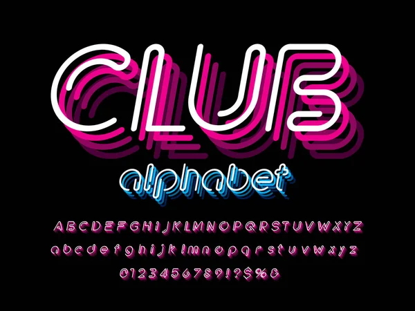 Leuchtendes Neonlicht Alphabet Design — Stockvektor