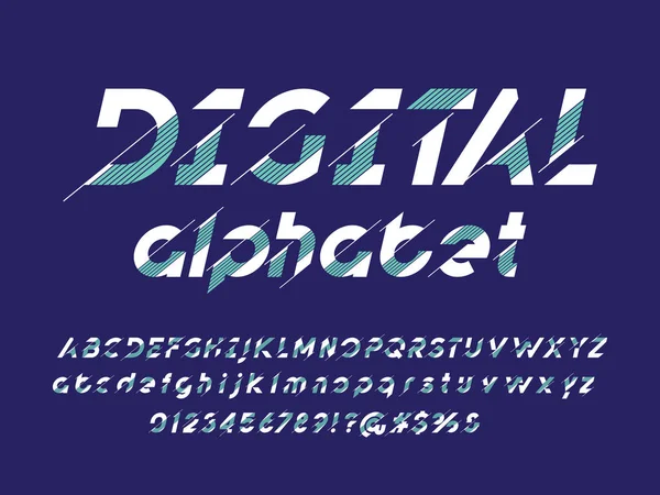 Abstracte Lijnen Alfabet Ontwerp Met Hoofdletters Kleine Letters Cijfers Symbool — Stockvector