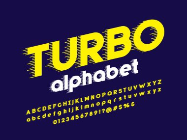 Büyük harf, küçük harf, sayı ve sembol ile hız biçimi alfabe tasarımı