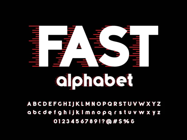 Дизайн Алфавіту Швидкістю Верхньому Регістрі Нижньому Регістрі Числах Символі — стоковий вектор