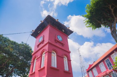 Melaka, Malezya - 28 Temmuz 2019: Stadthuys Malacca şehrinin kalbinde yer alan tarihi bir yapıdır..