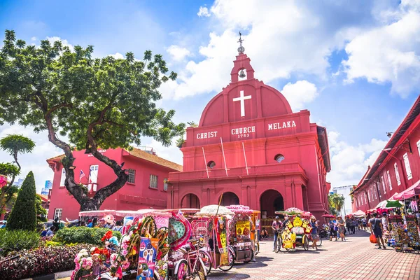 马来西亚梅拉卡 2019年7月28日 马六甲基督教堂 Christ Church Malacca 是马来西亚马六甲市一座18世纪英国圣公会教堂 — 图库照片