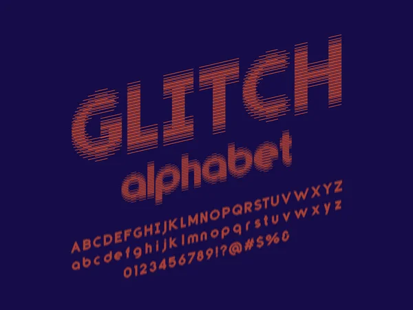 Design Alphabet Style Onde Sonore Avec Majuscule Minuscule Chiffres Symbole — Image vectorielle