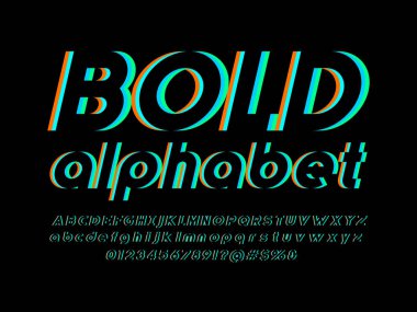 Büyük, küçük, numaralar ve sembolle vektör hatası yazı tipi tasarımını göster