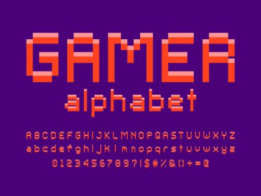 büyük, küçük, sayısal ve sembollü piksel biçimi yazı tipi