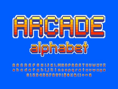 büyük, küçük, sayısal ve sembollü piksel biçimi yazı tipi