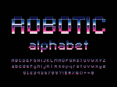 büyük, küçük, sayısal ve sembollü piksel biçimi yazı tipi