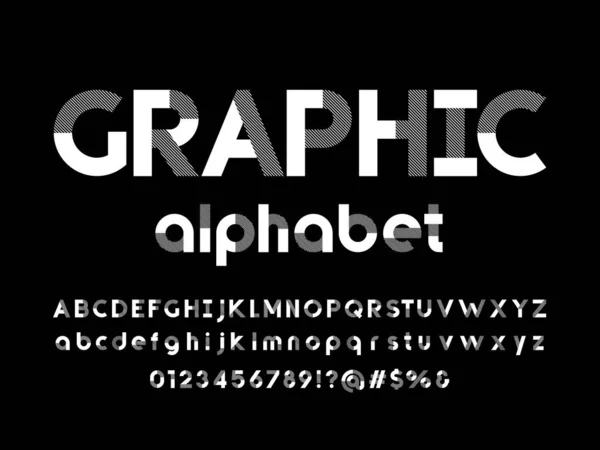 带有大写字母 小写字母 数字和符号的现代抽象字母表设计 — 图库矢量图片