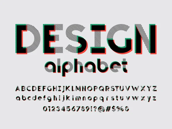 Büyük harf, küçük harf, sayı ve sembol ile modern soyut alfabe tasarımı