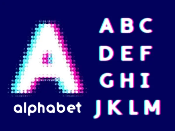 Alphabet Design Mit Gepunkteten Halbtönen — Stockvektor