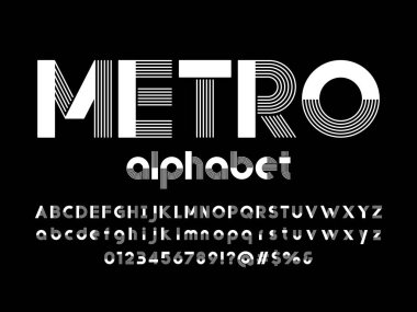 büyük, küçük, sayılar ve sembollerle modern çoklu satır biçimi alfabe tasarımı