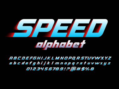 Büyük harf, küçük harf, sayı ve sembol ile hız biçimi alfabe tasarımı