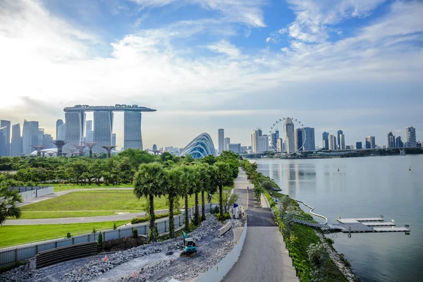 Singapore Skyline Marina Bay Sands Sous Ciel Bleu Clair — Photo