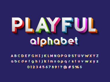 3B kalın renkli alfabe tasarımının vektörü