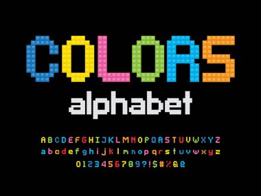 Renk bloklarından yapılmış vektör alfabesi tasarımı.