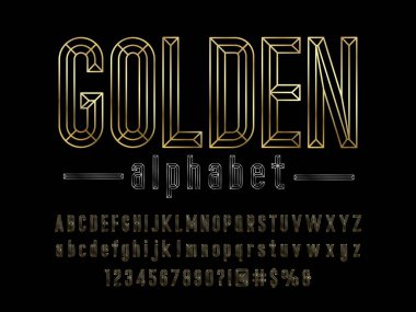 Büyük harf, küçük harf, sayı ve sembollü keski biçimi alfabe tasarımı