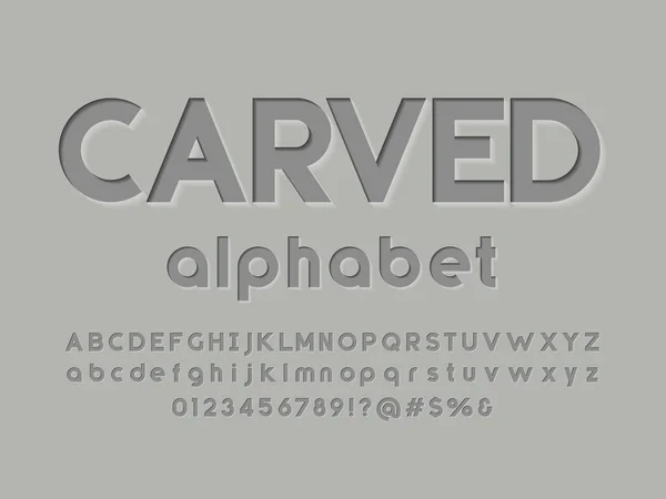Büyük, küçük, rakamlar ve sembollerle modern kabartmalı alfabe tasarımı