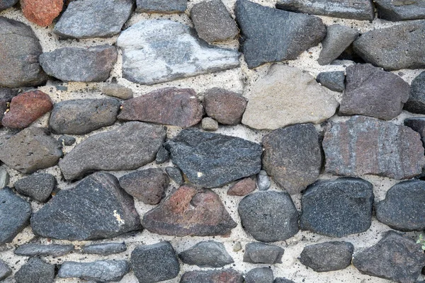 Ein Fragment Einer Alten Steinmauer Aus Groben Steinen Hintergrund Grau — Stockfoto