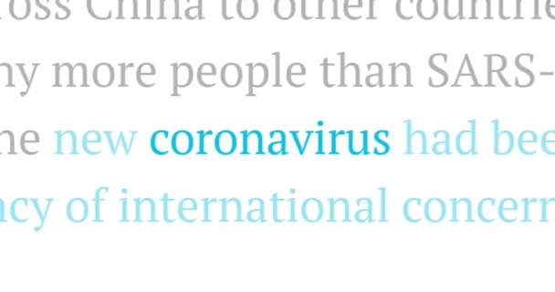 世界中のメディアニュースの見出しでコロナウイルス ズーム付きビデオ — ストック動画