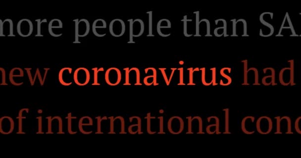 Koronavirus Titulcích Novin Celém Světě Inverze Černém Pozadí Odstranění Videa — Stock video