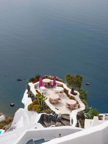 Açık Santorini'de yemek — Stok fotoğraf